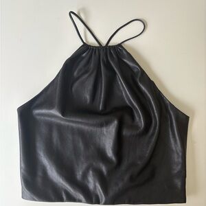 Alice + Olivia Halter Black Vegan Leather Halter Top